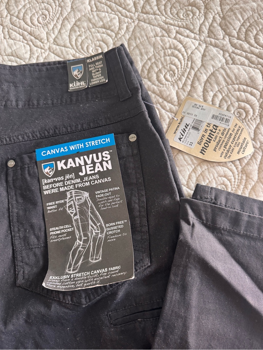 Kuhl Men’s Black Straight Canvas Jeans 33x32 - Picture 2 of 3
